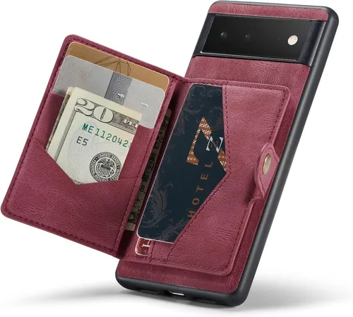Miniatura 20 de Funda para Google Pixel 6 Pro, cartera magnética desmontable con ranura para efectivo, soporte de carga inalámbrica, función atril compatible
