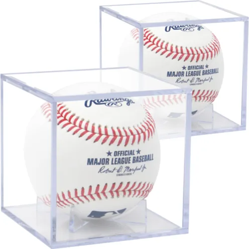 Baseball Cube (2 unidades) – Caja de exhibición de acrílico transparente con protección UV – Soporte de pelota de juego autografiado (se adapta a la