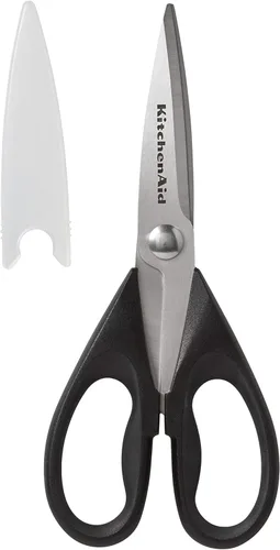 KitchenAid Tijeras multiusos, talla única, negro/negro y KitchenIQ 50009 Edge Grip Afilador de cuchillos de 2 etapas, color negro