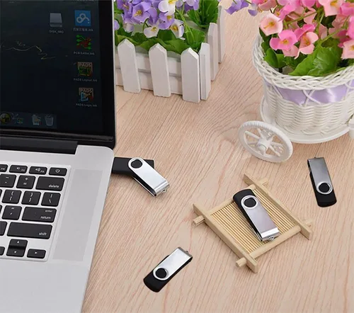 Miniatura 7 de Paquete de 2 unidades de memoria USB de 4 GB USB 2.0 de memoria USB 2.0, diseño giratorio, color negro