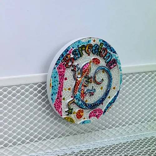 Miniatura 3 de A-ONE Barcelona Park Güell Lizard España 3D Home Round Freezer Magnet 1PC+Park Guell Landscape Iron On Patch 1PC Imán de nevera de ciudad, parche