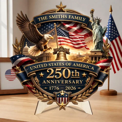 Miniatura 3 de NAZENTI Letrero personalizado para puerta del 4 de julio con nombre familiar, coronas de puerta personalizadas para 250 aniversario de Estados