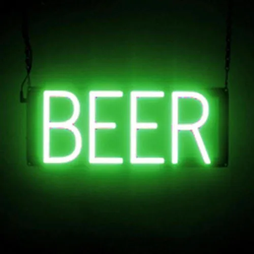Miniatura 39 de SpellBrite Letrero de cerveza y vino Letrero de cerveza y vino neón, luz LED verde 22.0 x 15.0 pulgadas