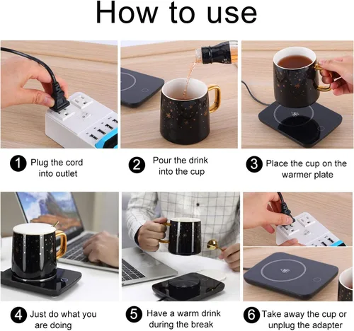 Miniatura 8 de Misby calentador de tazas, calentador de tazas de café con apagado automático, calentador de café por inducción por gravedad para uso en el Negro