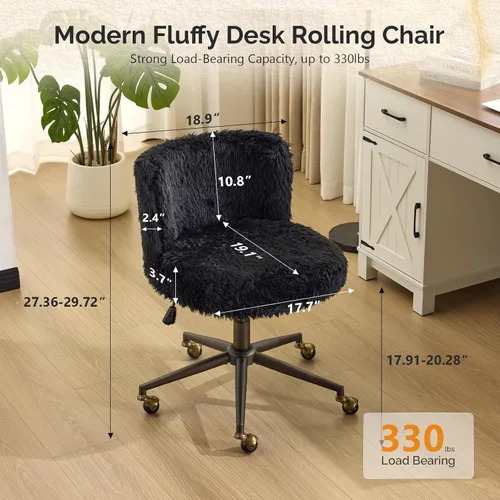 Miniatura 2 de VINGLI - Silla de escritorio de tapicería de lujo con respaldo curvo y inclinación de 90-102° y altura ajustable, linda silla giratoria con base