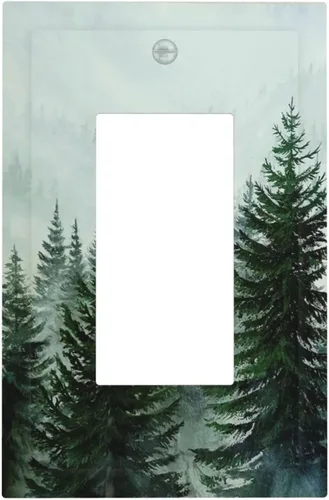 Miniatura 87 de Cubiertas de Tomacorrientes con Paisaje Brumoso de Pinos del Bosque Naturaleza 1 Gang Dúplex Placa Frontal de Receptáculo Eléctrico Cubierta