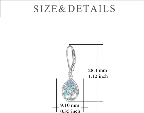 Miniatura 12 de YFN Aretes de plata de ley con triple luna y pentagrama de pentáculo, amuleto mágico de Wicca pagana, joyería de árbol de la vida para mujer