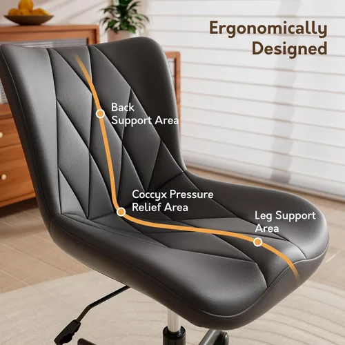 Miniatura 6 de Silla de Escritorio sin Brazos, Silla de Oficina para el Hogar Moderna sin Brazos, Silla de Computadora Ajustable en Altura y con Movimiento, Silla