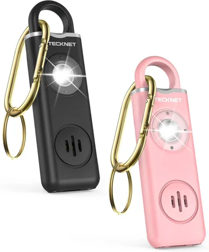 Miniatura 13 de TECKNET Alarma de seguridad personal recargable para mujeres, alarma de llavero de autodefensa de 130 dB con luz estroboscópica SOS, aviso de Azul