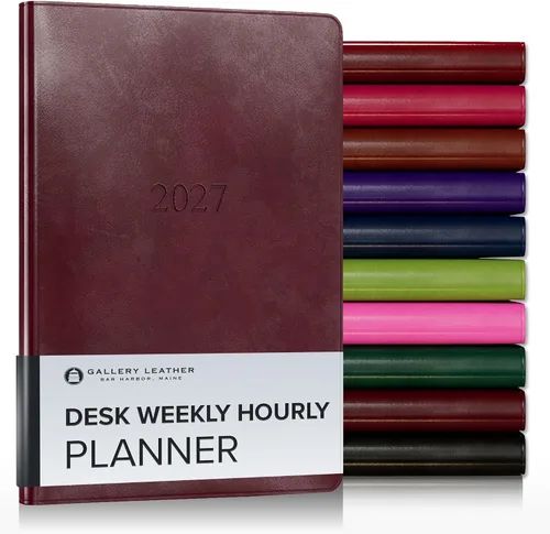 Miniatura 61 de Gallery Leather Agenda semanal y mensual grande 2025-2026, agenda y cuaderno con elegantes bordes de página dorados dorados, 12 meses, cactus Cactus