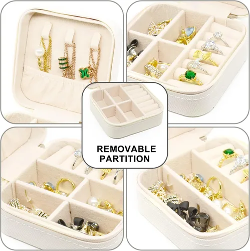 Miniatura 5 de KEINE MARKE Joyero pequeño, estuche portátil de viaje para anillos, colgantes, aretes, collares, organizador de pulseras, cajas de almacenamiento, 1