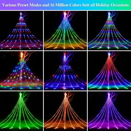 Miniatura 2 de FANCILLUMA Luces de Cadena de Estrella de 16.4 pies para Decoraciones de Navidad al Aire Libre, Control Remoto de Aplicación Inteligente RGB que