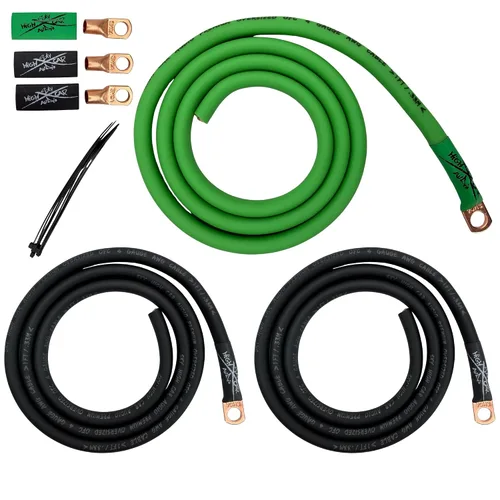 Miniatura 14 de Sky High - Kit de cableado eléctrico OFC de gran tamaño de calibre 4, color rojo y negro, mejora el flujo de voltaje y el rendimiento Rojo/Negro