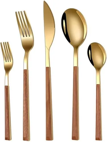 Miniatura 8 de Juego de cubiertos de acero inoxidable de 20 piezas, tenedores, cucharas, servicio para 4, juego de vajilla para comer en casa, incluye tenedor