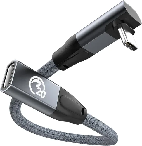 Miniatura 25 de UseBean Cable de extensión USB C en ángulo recto de 0.6 pies, 90 grados USB-C 3.2 Gen 2 20Gbps macho a hembra tipo C 4K cable extensor de video