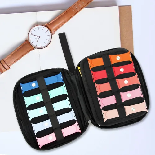 Miniatura 6 de Funda de transporte de almacenamiento para 20 correas de reloj, compatible con relojes, soporte de correa de reloj expandible, almacena 20 correas
