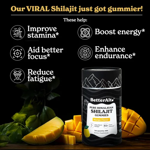 Miniatura 5 de Better Alt Gomitas Shilajit puras del Himalaya con Shilajit Grado dorado de alta potencia 60 gomitas para impulso de energía y apoyo
