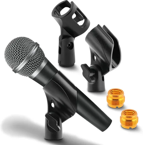Miniatura 2 de Soporte universal de clip de micrófono de 3 piezas, soporte de micrófono ajustable para soporte con 2 adaptadores de tornillo macho de 5/8 pulgadas