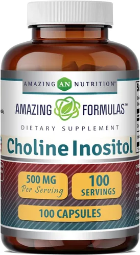 Amazing Formulas - Suplemento de colina e inositol de 500 mg | 100 cápsulas | Sin OMG | Sin gluten | Fabricado en Estados Unidos