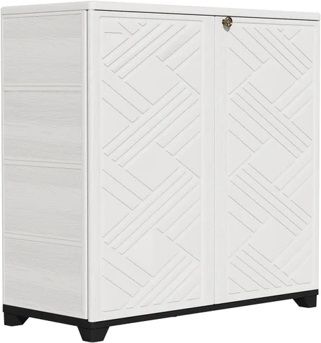 Miniatura 8 de ZZM Gabinete de almacenamiento para interiores y exteriores, impermeable, 34 x 15 x 34 pulgadas, caja de almacenamiento de plástico al aire libre