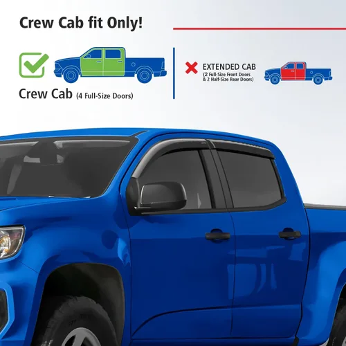 Miniatura 3 de Goodyear Deflectores de ventana inastillables para Chevrolet (Chevy) Colorado/GMC Canyon 2015-2022 CrewCab, protectores de lluvia con cinta, viseras