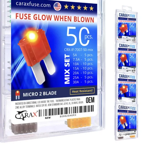 Miniatura 8 de CARAX Fusible incandescente – Fusible premium estándar/hoja regular ATC/ATO/ATS – 50 piezas – Kit surtido – Fusible automotriz LED resplandor al