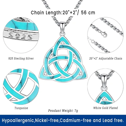 Miniatura 33 de Joyas de turquesa para mujeres y hombres de plata de ley 925 con colgante de urna para cenizas, collar con medallón de imagen, martillo de Thor