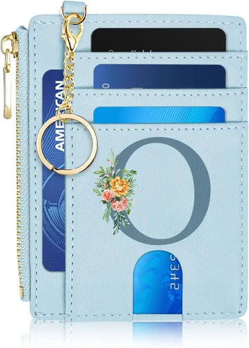 Miniatura 40 de Tarjetero para mujer minimalista y delgado con bolsillo frontal, bloqueo RFID, cartera compacta con ventana para identificación y bolsillo