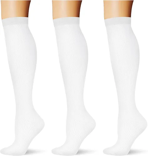 Miniatura 45 de (3 pares) Calcetines de compresión 20-30 mmHg, calcetines largos hasta la rodilla para mujeres y hombres, soporte atlético, para viajes y uso diario