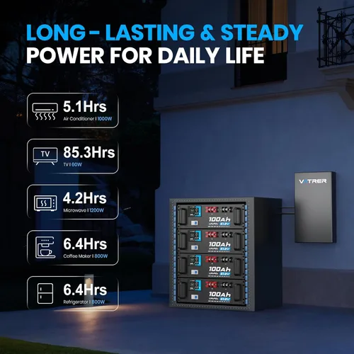 Miniatura 4 de VATRER POWER Batería LiFePO4 de litio de 48 V 100 AH, BMS de 100 A integrado, con pantalla inteligente táctil y aplicación móvil, salida de potencia