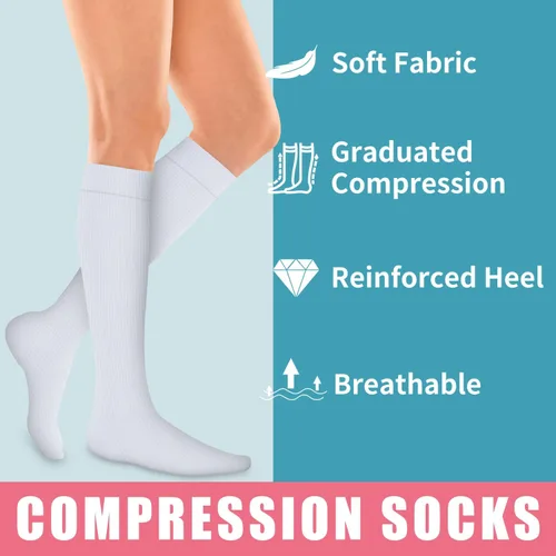 Miniatura 27 de Calcetines de compresión para mujeres y hombres (3 pares) – El mejor apoyo para enfermeras, correr, senderismo, recuperación y calcetines de vuelo