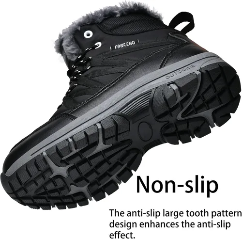 Miniatura 4 de MAIZUN Botas de invierno para mujer, con forro de piel cálida, botas de nieve impermeables de goma antideslizantes