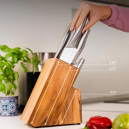 Miniatura 6 de Coninx Bloque de Cuchillos de Cocina de Madera de Acacia - Soporte para Cuchillos de 15 Ranuras - Organizador de Cuchillos de Madera de Calidad