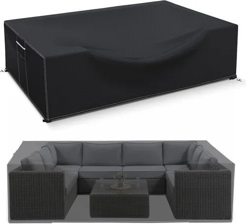 Miniatura 10 de Fundas para muebles de patio impermeables, resistentes 600D, fundas para muebles de exterior para sofá seccional exterior, resistente al desgarro