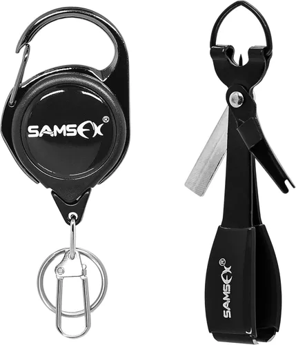Miniatura 8 de SAMSFX Herramienta para atar nudos de pesca, pinzas de pesca con mosca multifuncionales con retractor, hilo de pesca Knot Tyer, nudos de uñas