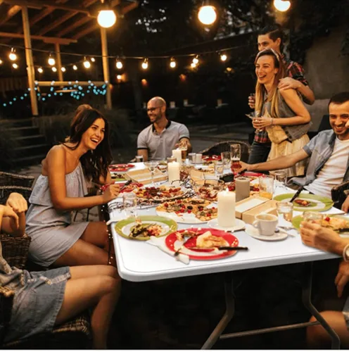 Miniatura 7 de Mesa plegable – Mesa de plástico de 6 pies con asa y cerradura, mesa plegable portátil para camping, comedor, fiesta, ligera, para interiores