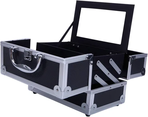 Miniatura 5 de Caja de maquillaje Estuche de tren de gran capacidad de almacenamiento portátil organizador de cosméticos de viaje con compartimentos y bandejas