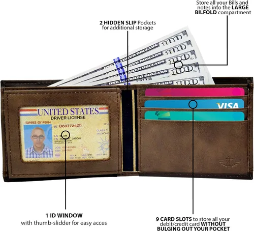 Miniatura 4 de Dockers Mens piel Capacidad extra Slimfold Bifold Wallet