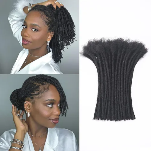 Miniatura 33 de Extensiones Loc de 10 pulgadas de grosor de cabello humano de 10 pulgadas, 10 hebras, extensiones de rastas de cabello humano para mujeres
