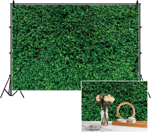 Miniatura 9 de Fondo de fotografía de pared de hierba natural, Yeele de 8 x 6 pies, hojas verdes de primavera, telón de fondo verde, pancarta de cumpleaños, boda