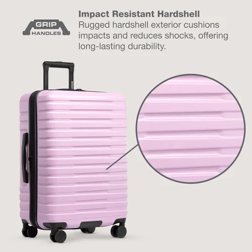 Miniatura 3 de U.S. Traveler Boren - Maleta de viaje de policarbonato resistente con 8 ruedas giratorias, asa de aluminio
