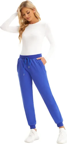 Miniatura 20 de MOUEEY Pantalones deportivos súper cálidos con forro de sherpa para mujer, pantalones deportivos de forro polar con bolsillos con cremallera