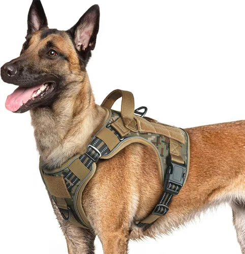 Miniatura 23 de rabbitgoo - Arnés para perros pequeño sin tirones, chaleco táctico de servicio con Molle y asa de control, arnés militar ajustable y reflectante