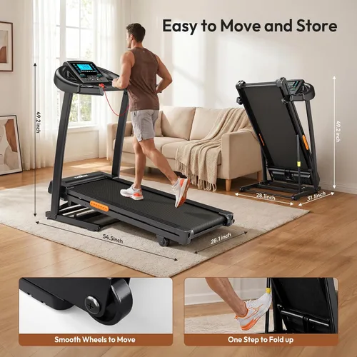 Miniatura 7 de THERUN Incline Treadmill, Treadmills for Running and Walking, 300 lbs Weight Capacity Folding Treadmill with 0-15% Auto Incline, Wide Belt, 3.5 HP