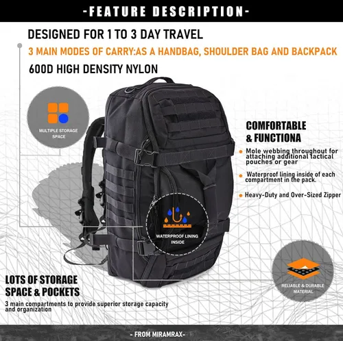 Miniatura 4 de Bolsa de gimnasio, bolsa de viaje para hombres y mujeres, bolsa de entrenamiento para militares, deportes, durante la noche, baloncesto, táctica