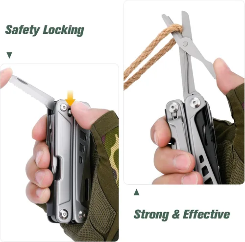 Miniatura 5 de FLYHOMES Multiherramienta, alicates multiherramientas 19 en 1 con tijeras, clip de bolsillo, destornillador... Regalo para hombres, profesional