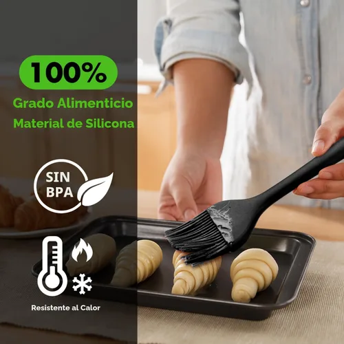 Miniatura 3 de HOTEC Cepillos para glasear resistentes al calor de 600 ℉, cepillo de repostería de silicona sin BPA, para untar aceite, mantequilla, salsa, adobos