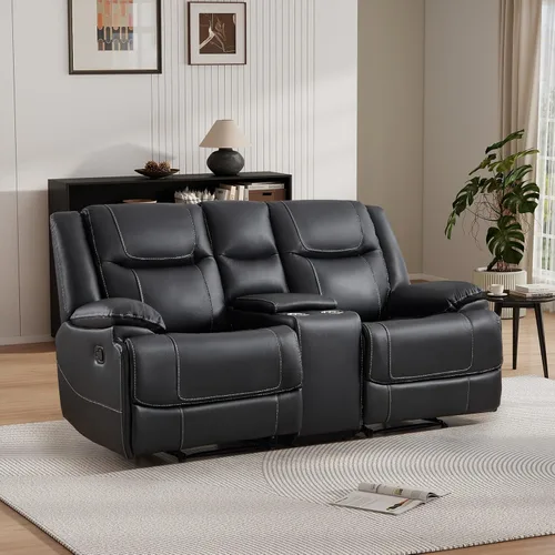 Miniatura 22 de EBELLO Genuine Leather Recliner Manual Chair for Living Room, 1 Seater Reclining Sofa Chair with Headrest and Armrest, Modern Durable Home Furniture