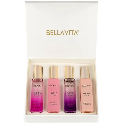 Bellavita - Set de regalo de perfume de lujo para mujer con rosa, senorita, fecha y glamour, 2.7 fl oz, perfume para mujer, pimienta rosa, yuzu y