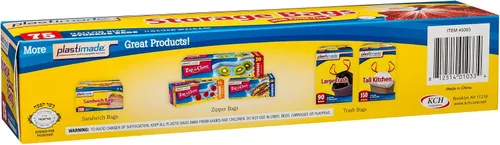 Miniatura 4 de Bolsas de almacenamiento de plástico desechables con lazo giratorio original, tamaño de 1 galón, 75 bolsas, ideales para el hogar, oficina